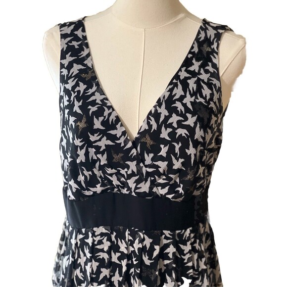 Jonathan Martin Dress size 12 V Neck Black White Print Tie Waist Garden Party - Picture 10 of 16